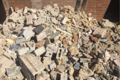 With a little resorting the masonry and concretes from a house could go in a skip bin for recycling