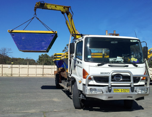 Blacktown Hiab Skip Truck in Western Sydney Yard