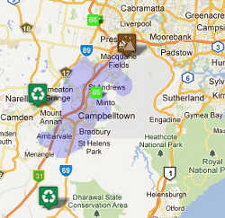 Campbelltown Waste facilities around the Skip Bins service area for depot